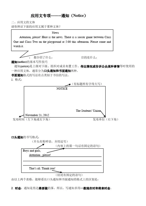 应用文专项--------通知(Notice)