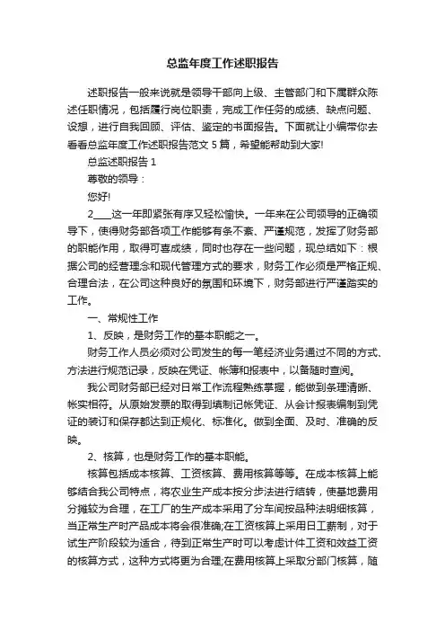 总监年度工作述职报告