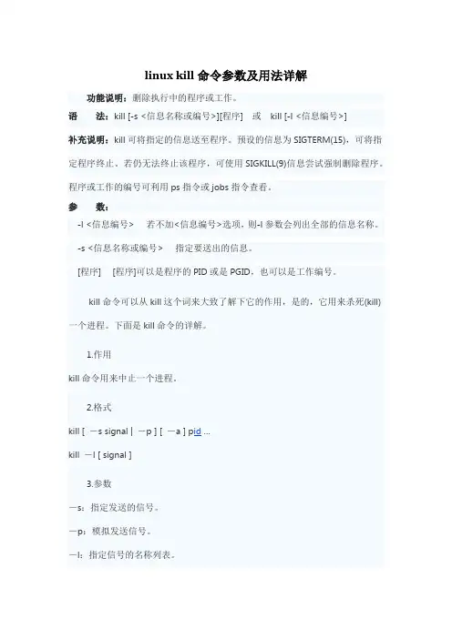 linux kill命令参数及用法详解