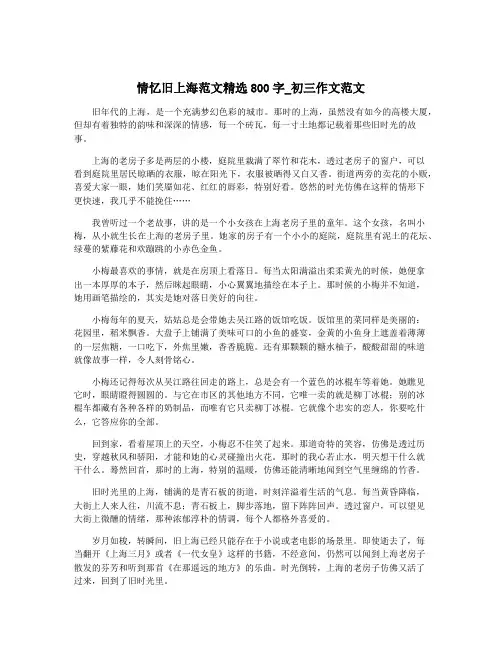 情忆旧上海范文精选800字_初三作文范文