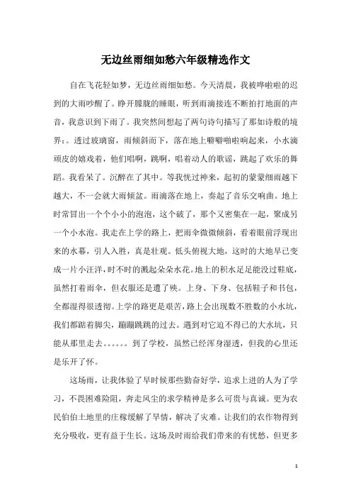 无边丝雨细如愁六年级精选作文