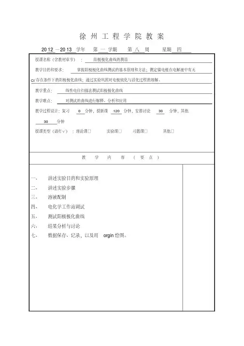 第二个实验阳极极化曲线的测量