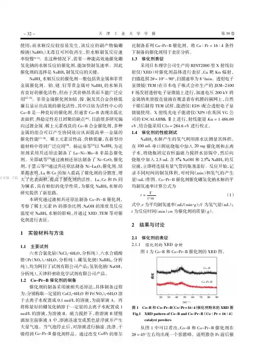 Co-Pr-B 催化剂催化硼氢化钠水解制氢的性能
