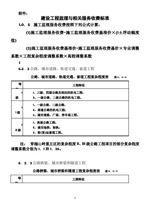 建设工程监理与相关服务收费标准