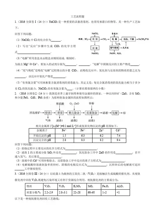 高考化学 工艺流程