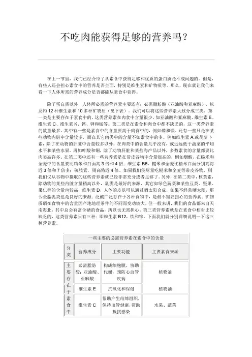 不吃肉能获得足够的营养吗(精)
