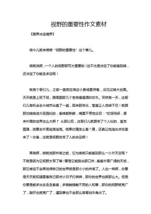 视野的重要性作文素材