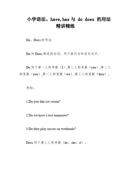 小学语法。have,has与 do does 的用法 精讲精练