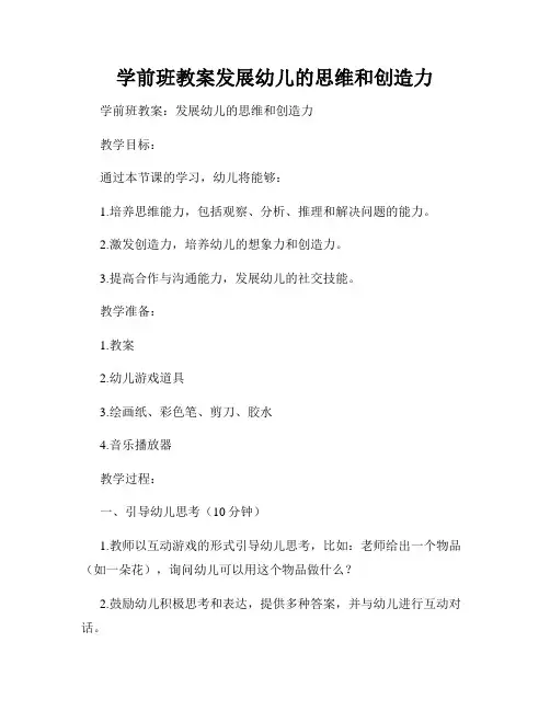 学前班教案发展幼儿的思维和创造力