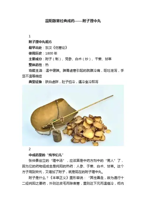 温阳散寒经典成药——附子理中丸