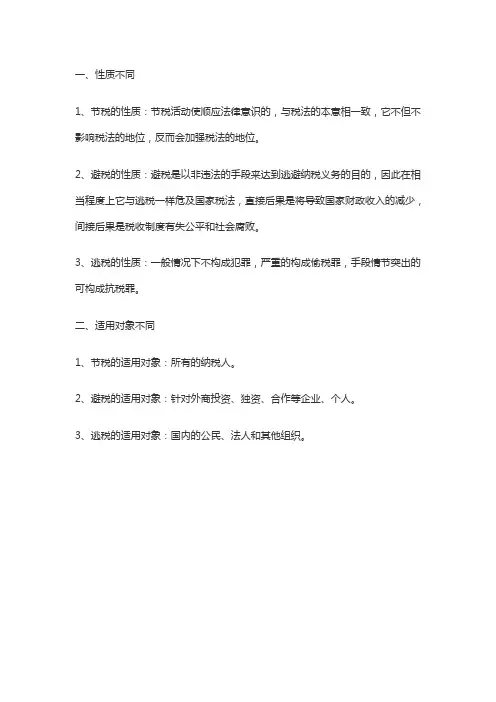节税、避税、逃税之间有什么区别？