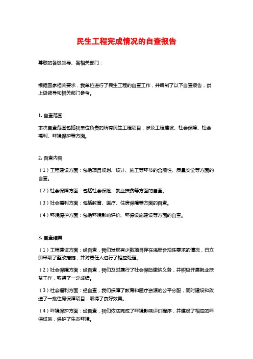 民生工程完成情况的自查报告 (2)