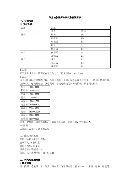 气象站仪器简介和气象观测方法