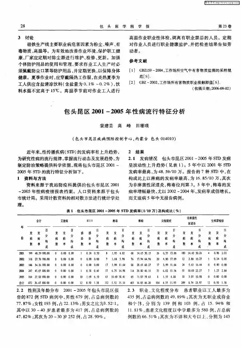 包头昆区2001-2005年性病流行特征分析