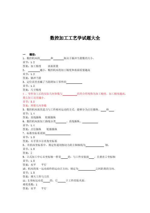 数控加工工艺学试题大全