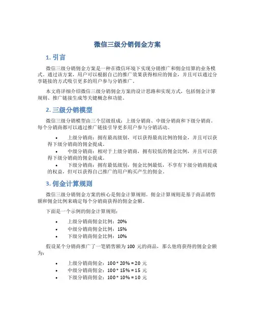 微信三级分销佣金方案