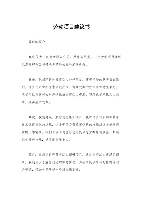 劳动项目建议书