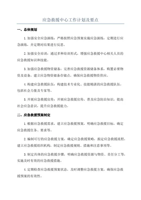 应急救援中心工作计划及要点