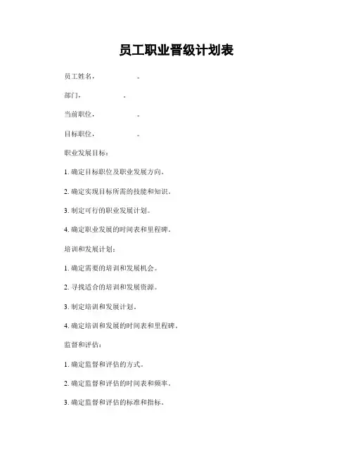 员工职业晋级计划表