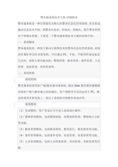 警务通系统技术方案-详细版本