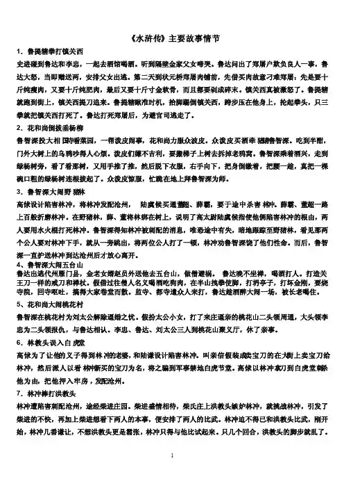 《水浒传》30个主要情节概述