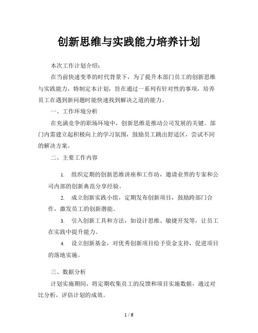 创新思维与实践能力培养计划