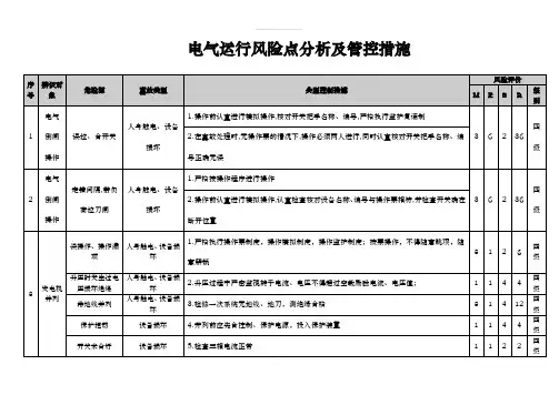 风险点分析及管控措施(电气运行)(1)