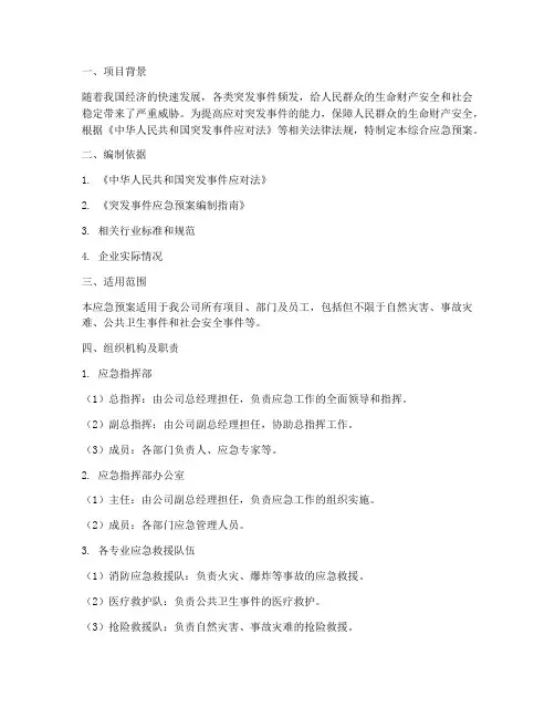 投标文件综合应急预案