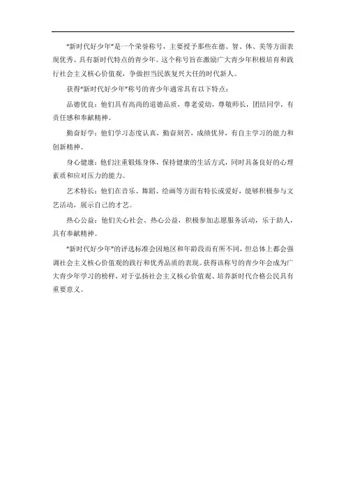 新时代好少年简介