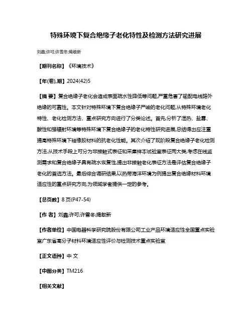 特殊环境下复合绝缘子老化特性及检测方法研究进展