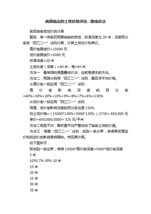 两面临街的土地价格评估--路线价法