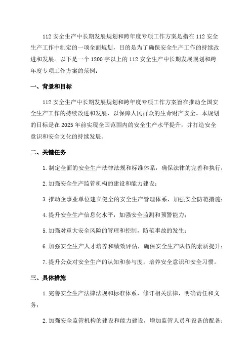 2安全生产中长期发展规划和跨年度专项工作方案