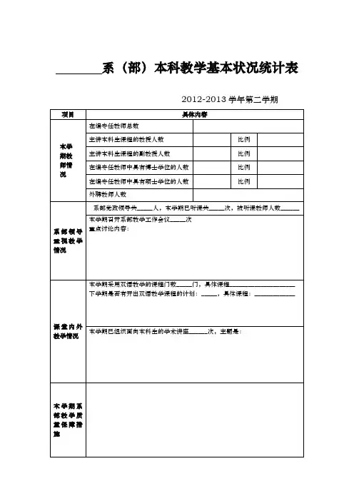 系部本科教学基本状况统计表