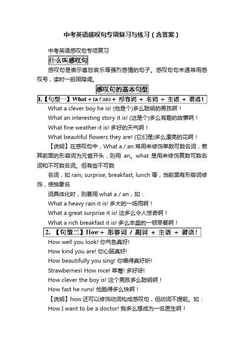 中考英语感叹句专项复习与练习（含答案）