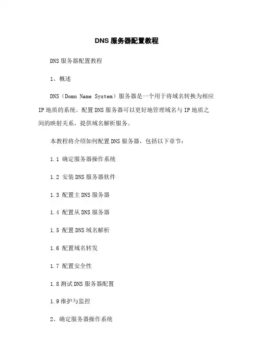 DNS服务器配置教程