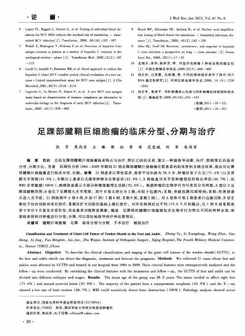 足踝部腱鞘巨细胞瘤的临床分型、分期与治疗
