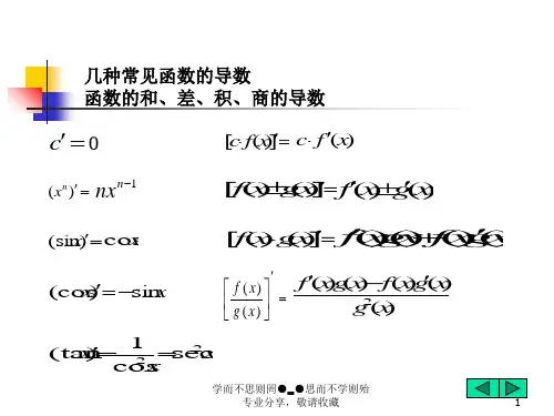 几种常见函数导数
