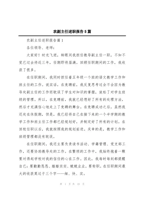 农副主任述职报告5篇