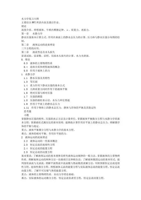 水力学复习大纲