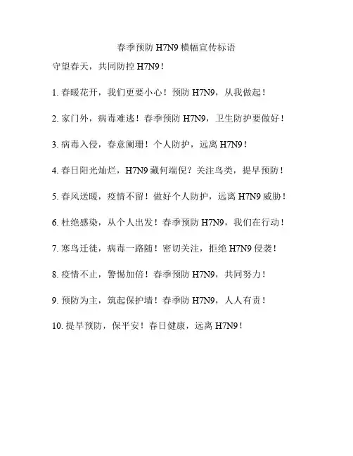 春季预防H7N9横幅宣传标语