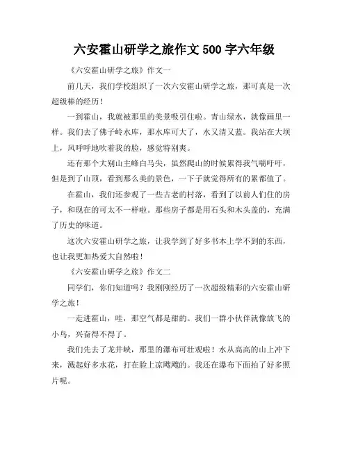 六安霍山研学之旅作文500字六年级
