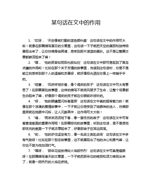 某句话在文中的作用