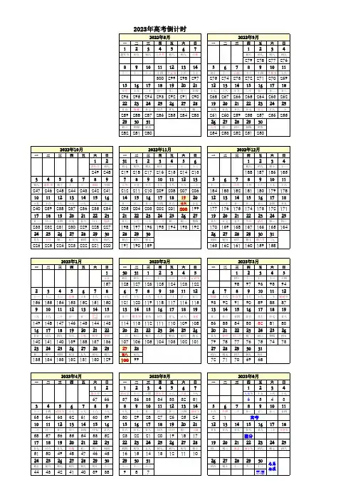 2023高考倒计时(完美A4打印版)