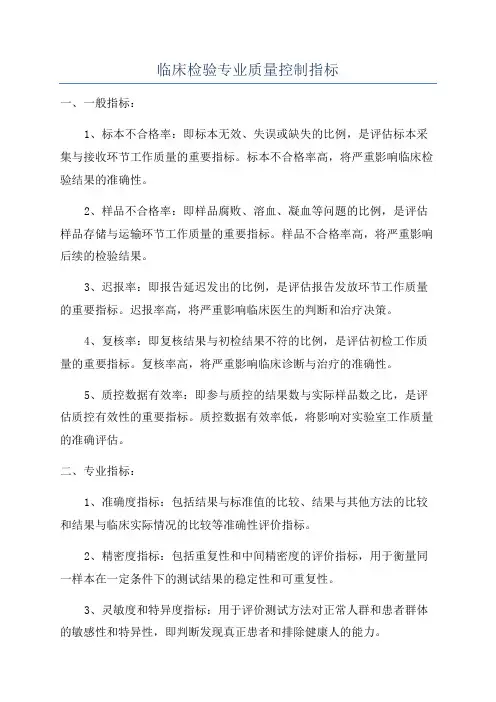 临床检验专业质量控制指标
