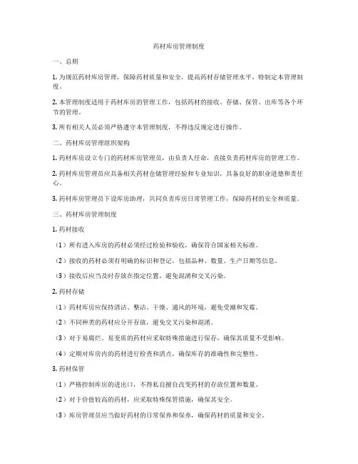 药材库房管理制度