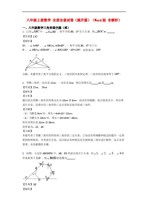 八年级上册数学 全册全套试卷(提升篇)(Word版 含解析)