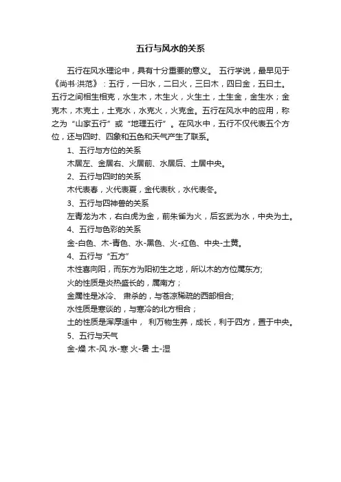 五行与风水的关系