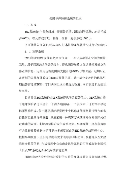 美国导弹防御系统的组成