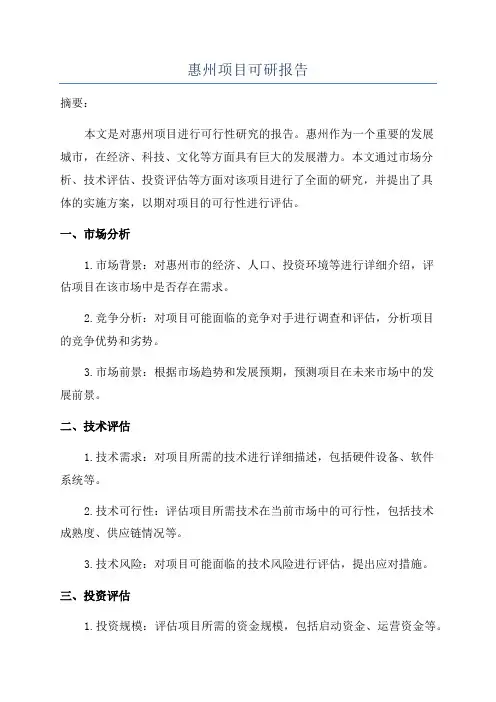 惠州项目可研报告