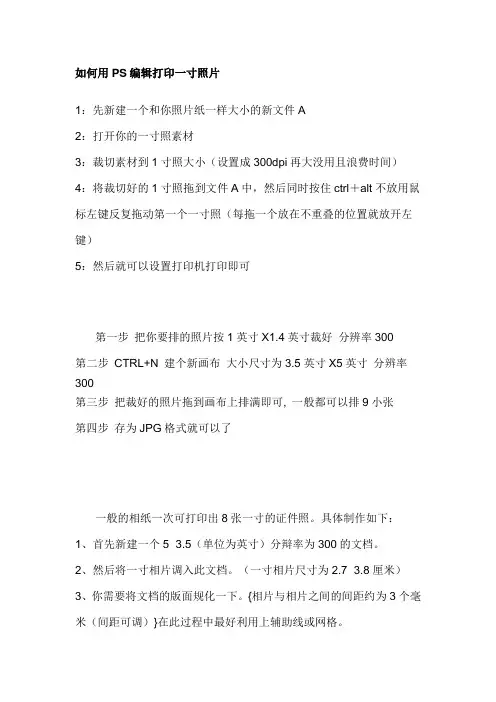 如何用PS编辑打印一寸照片